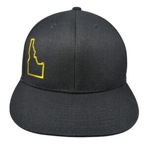 Idaho Fitted Baseball Cap Black 7 5/8 Embroidered Lightweight 6 Panel 210 Fitted